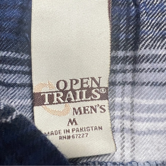 Open Trails Mens Hooded Blue and Grey Button Up Flannel Shacket Size Medium - Picture 4 of 4